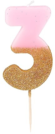 Talking Tables We Heart compleanni glitter candela numero 3, carta, multicolore, 2 x 5.2 x 13.8 cm