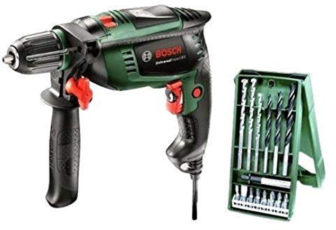 BOSCH 0603131106 - Taladro Percutor UniversalImpact 800 + 15 pezzi X-line 800 W. Impugnatura morbida. Portabrocas metallo AutoLock. Portabrocas Press + Lock.