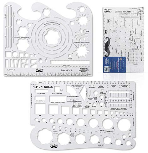 Mr. Pen Landschaftsvorlagen, Architekturvorlagen, Zeichenwerkzeuge, Landschaftsbau-Werkzeuge, Landschaftsgestaltungsvorlage, Lineal-Formen, Zeichenschablonen