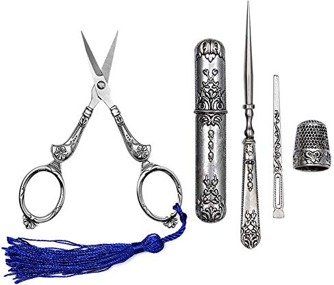 Set di forbici da cucito, stile vintage europeo, kit di attrezzi da cucito, forbici da ricamo e custodia in lega, kit per cucito fai da te, accessori per ricamo e punto croce