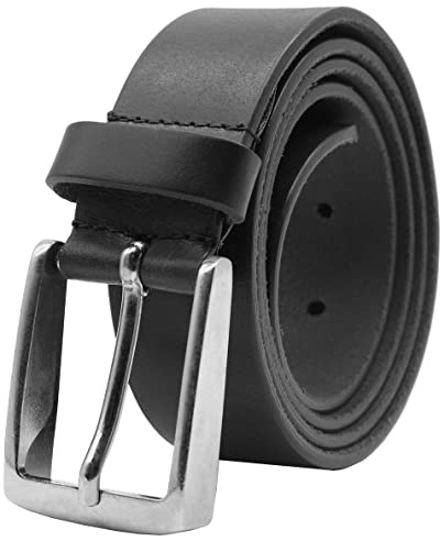 PELLE TORO Adventurer Mens Belt Leather, Handmade Belt for Men, Work Casual Leather Belt in Mens Gift Box, Trouser Sizes 32in - 36in, Black
