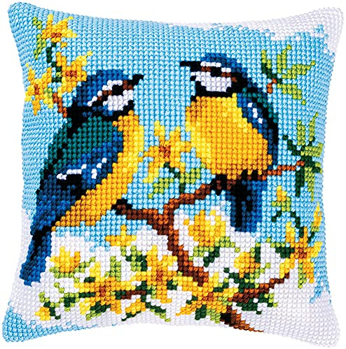 VERVACO Kit Cuscino Punto Croce TETTE BLU Set Ricamo Principianti Cuscini Gobelin Decorativi ca. 40 x 40 cm Accessori Per Lavoretti Creativi DIY Casa Decor Hobby Adulti Cross Stitch