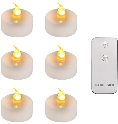 MI CASA LED Flameless Candles, Pack of 6 Realistic and Bright Flickering Battery Operated LED Votive Tea Light Candles with Remote Controlled for Christmas Wedding Festival Celebration, Warm White