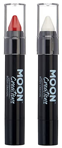Moon Creations Pinturas faciales en barra | Juego de banderas de Inglaterra rojas y blancas | 3.2g | Para niños, adultos, disfraces, festivales, Halloween Rojo blanco