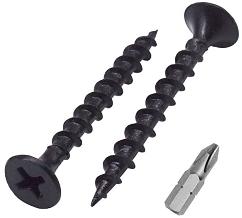 SKIR'CO (80 piezas) negro acabado fosfato 3,5 x 35 mm tornillos para paneles de yeso, tornillos para madera, cabeza de corneta Phillips