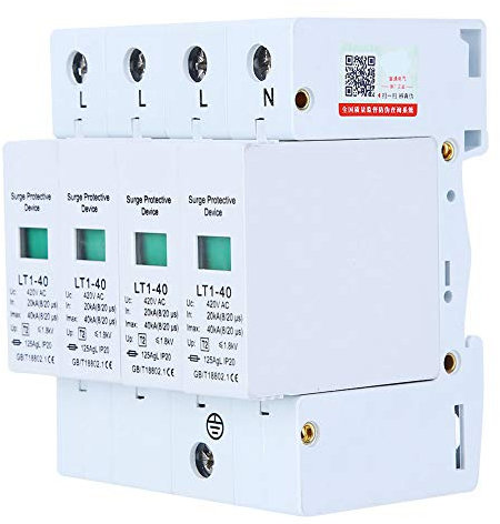 4P Haus-Überspannungsschutz 40KA Niederspannungs-Ableiter Überspannungsableiter hutschiene LT1-40 DIN-Schienen-Schutz für Blitzschutz,Magnetisch blasender Typ