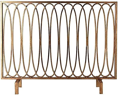 Spark Protection Fire Spark Guard Screen Gold Retro Decor Fireplace Screen Single Panel for Pets/Kids/Baby Proofing - Household Large Spark Guard Flat Guard with Mesh Decoration