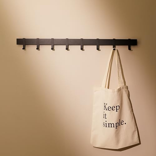 Design Hamburgo Perchero de Pared I Moderno Colgador de Pared para Abrigos I Percheros de Pared con Ganchos de Metal Móviles I Perchero Entrada Recibidor | 80 cm | Negro Mate
