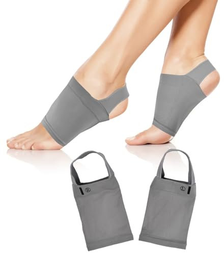 volumoon Fasce Plantari Elastiche in Gel Supporto, 1 Paia Fascia per Arco Plantare per Piedi Piatti, Plantare Sollievo Dal Dolore Al Piede Piatto, Inserti Elastici per La Cura Dei Piedi, Grigio