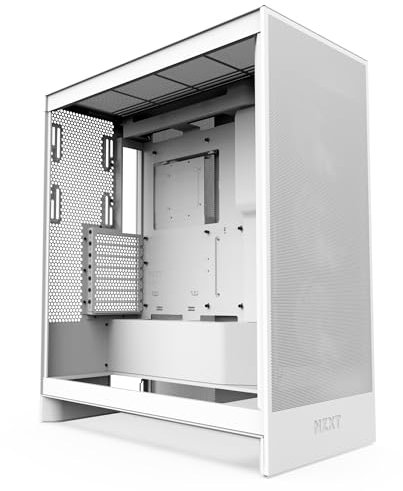NZXT H7 Flow | Mid-Tower ATX Airflow Case | Supports 3 x 120mm Fans in Bottom for Direct GPU Cooling | Includes 3 x 120mm Front Fans | 420mm Front Radiator Support | Cable Management | White