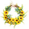 lulalula 17.7inch Artificial Sunflower Wreath Spring Summer Faux Floral Wreath Large Fake Flower Wreath with Yellow Sunflower and Green Leaves for Front Door Indoor Wall Décor