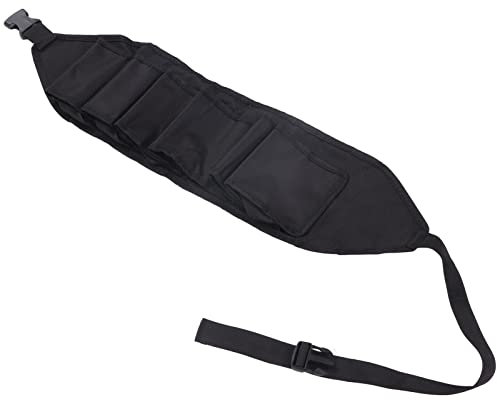 Ceinture de bière réglable 6 poches en tissu Oxford 600D pour camping, pêche, randonnée, événements sportifs, noir, 62 x 17,5 cm