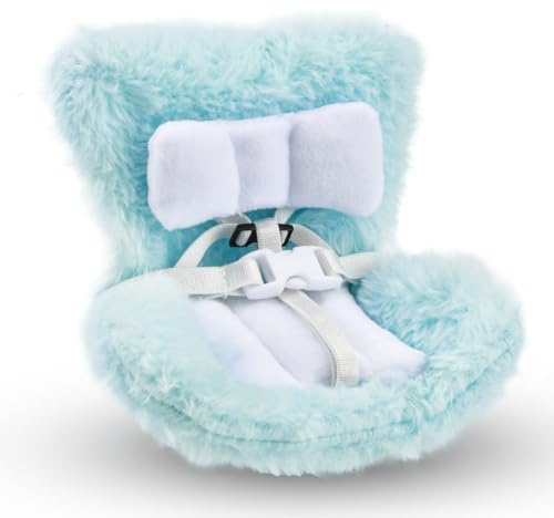 Car Seat for Dolls, Decorative Plush Sofa with Soft Furry Cushion, Clip, Safety Belt Plush Toy Car Seat Decor Doll Ornaments Accessories for Display Dolls Safety Seat (blue)