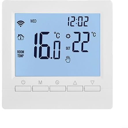 Tidevib Thermostat contrôleur de température, écran LCD pour système de chauffage au sol avec commande vocale pour enfants, fonction antigel (chauffage électrique au sol 16 A)