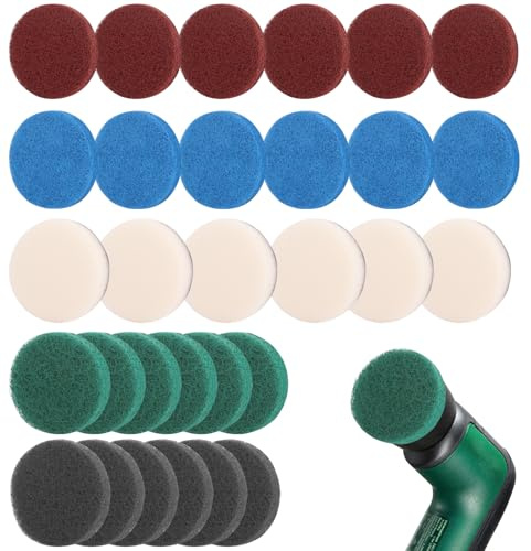 KMFYMPT 30 Stück Elektrische Reinigungsbürste, 6.7x6.7cm Putzbürste Elektrisch, Bürste Nylonfasern, Geeignet für Bosch Universal Brush, Beigefügt Schwamm-Reinigungspads, Geeignet Trocken Nassreinigung