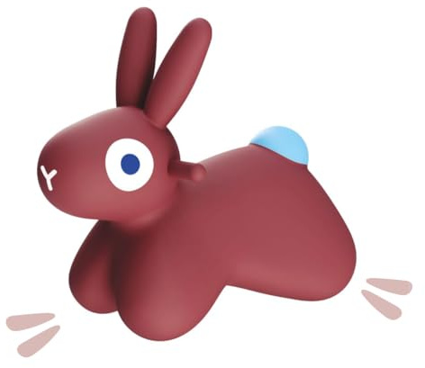 Quut Hoppi Bunny Hüpftier ab 18 Monaten – Aufblasbares Reittier für Kinder, Inkl. Pumpe – Hüpfspielzeug für Drinnen & Draußen – BPA-frei, bis 45 kg belastbar, Burgunderrot