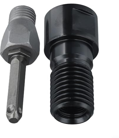 Adattatore filettato per punte da trapano da M22 a 1-1/4-7 con testa di conversione, materiale cromato, 85 mm, per impianto di perforazione dell'acqua, include presa driver, (B)