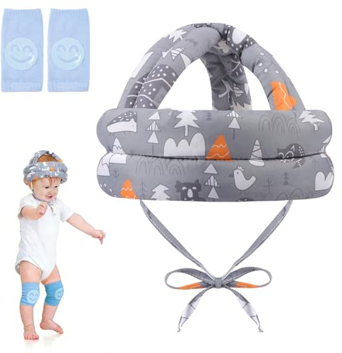 HAGOT Casque Protection Bebé, Casque Protecteur Bébé avec Genouillères, Réglable Chapeau Respirante, pour Enfant Garçon Fille