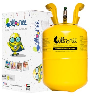 Balloonee Kit de fiesta de helio desechable estándar, botella de gas helio para aprox. 30 globos, 200 litros de gas helio para llenar globos de aluminio y látex, ideal para decoraciones de cumpleaños