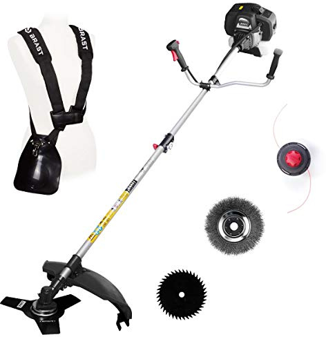 BRAST Multitool Freischneider Rasentrimmer Benzin | 2,2 kW (3,0 PS) | TÜV geprüft | 2in1 Funktion | 2-Takt-Benzinmotor mit 52 cm³ | inkl. Drahtbürste