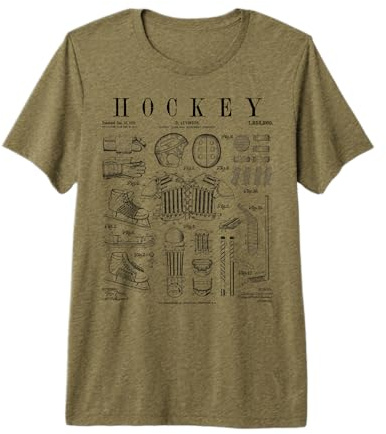 Joueur de Hockey sur Glace - Sport d'hiver - Imprimé Verni Vintage T-Shirt Haut de Gamme