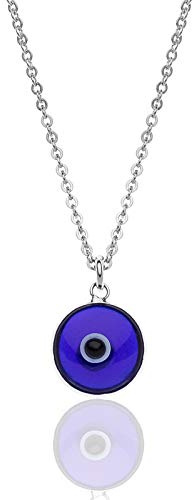 Aka Gioielli® - Collana Occhio Turco Portafortuna in Argento Sterling 925 con ciondolo Pietra Blu per protezione dal malocchio