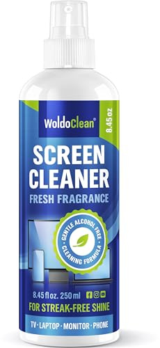 WoldoClean Bildschirmreiniger & Display Spray 250ml - antistatischer Reiniger für TV, Monitor, Laptop, Fernseher, Smartphone & Auto Touchscreen