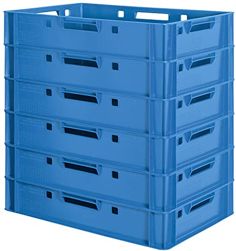 Euro Apilamiento de Plástico Caja Industrial Euro Caja Almacenamiento Eurobox E1 Azul Kingpower, Número:6