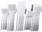 OBR KING Besteck Set 30-teiliges Besteckset 6 Personen, 18/0 Edelstahl essbesteck einschließlich Dessertgabeln Dessertlöffel Löffel Messer und Gabeln, Silber