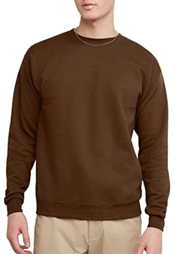 Hanes Men's EcoSmart Fleece, Pullover Crewneck Sweatshirt, 1 or 2 Pack, Army Brown-1 Pack, 2X Large