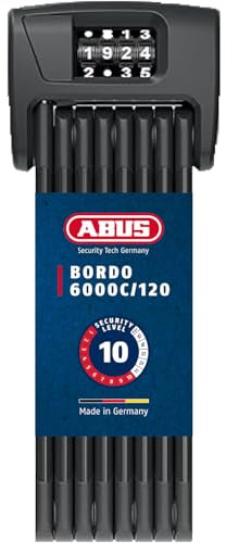 ABUS Faltschloss Bordo 6000C/120 mit SH-Schlosshalterung - Zahlenschloss aus gehärtetem Stahl - Fahrradschloss mit 4-stelligem Code - ABUS-Sicherheitslevel 10 - Fahrrad-Zubehör - Länge 120 cm