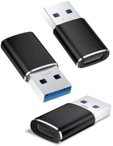 Pack 3 USB to USB C Adapter for iPhone 16 15 Car Charger Adapter 3 Pack,Type C Female to USB A Male Cable Converter for iWatch 10 9,iPhone 14 13 12 Pro Max Plus,AirPods,Samsung Galaxy S25 (3, Black)