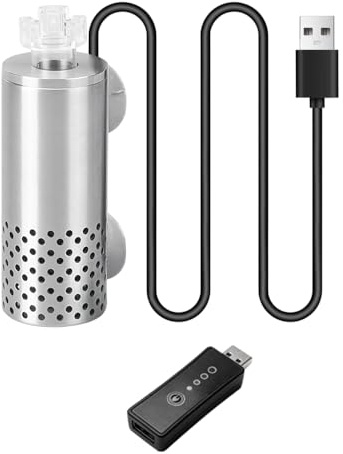 DONGKER Akvarium elektrisk skimmer, USB-ytskimmer i rostfritt stål med 2 kraftfulla sugkoppar för hemakvarium