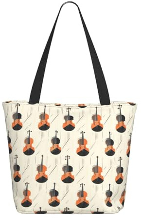 Sac fourre-tout cool imprimé violoncelle pour femme, grand sac fourre-tout à bandoulière avec fermeture éclair, sacs à main pour le travail et les voyages