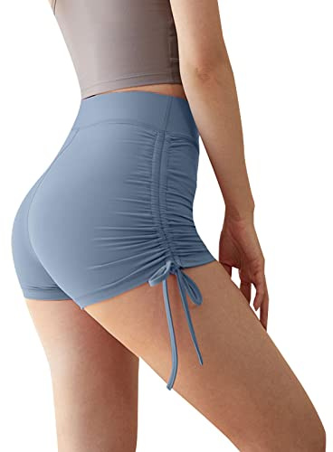 Generisch Pole Dance Outfit Hose Damen Kordelzug Yoga Shorts Hüftheben Fitness Training Oberbekleidung Laufen Dreipunkt Sport Hot Pants Shorts Damen 2 in 1, azul, S