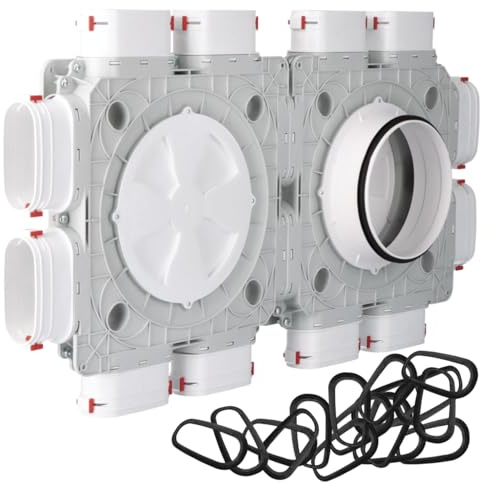 HG HAVA Distribuidor de aire ovalado, 12 x 52 x 117 mm, Ø160 (PP), caja de distribución doble para sistema de canal plano, caja de suministro y escape, caja de repleno para recuperación, incluye 24
