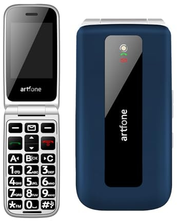Teléfono Móvil para Personas Mayores con Tapa, Artfone F20, Teclas Grandes, Botón SOS, Llamada Rápida, Sencillo, Volumen Alto, Batería Larga Duración, Idioma Español Azul