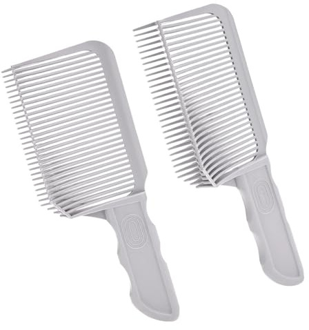 Lot de 2 peignes de coupe de cheveux pour barbiers - Poignée confortable - Positionnement - Peigne de style dégradé