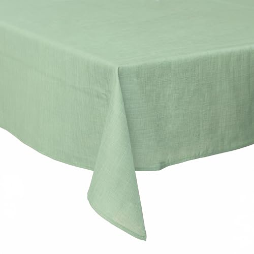 Tovaglia 140x180 cm antimacchia effetto lino, 8 posti tavola, verde salvia, Solid Sibilla