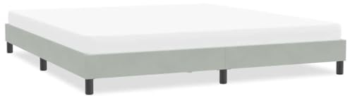 GeenYuu Sängram utan madrass, ljusgrå, 200 x 210 cm sammetstyg, stoppad säng med ribbotten, sovrumsmöbler för vilsam sömn, robust konstruktion