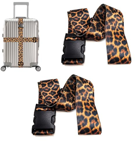 2 st leopard bagageband, justerbara robusta bagageremmar för att säkert stänga resväskorna när du reser, för bagage