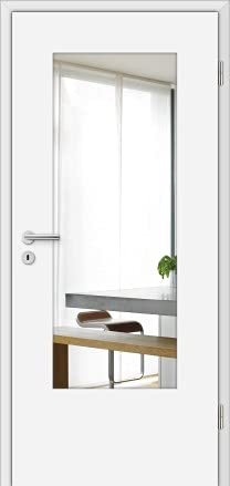 HORI® Zimmertür CLP Weiß Klarglas ESG Röhrenspan Rundkante Innentüre, Türblatt, passende für alle Standard Zargen mit DIN Größe I 1985 x 860 mm I DIN Rechts