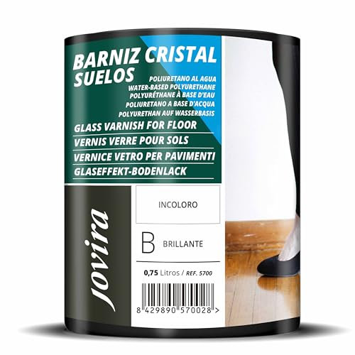 JOVIRA PINTURAS BARNIZ CRISTAL SUELOS, Poliuretano al Agua, para el cuidado y la decoración de madera (750 Mililitros) E-67