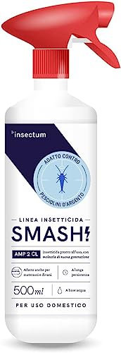 SMASH Spray Insetticida Anti Pesciolini d'Argento per Casa - Adatto per Ambienti con Animali Domestici - 1x500 ml - Non Macchia è Adatto per i Tessuti. Senza Permetrina - Istruzioni incluse