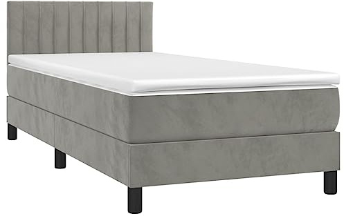 vidaXL Giroletto a Molle con Materasso Grigio Chiaro 90x200 cm Velluto