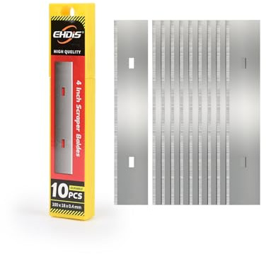 EHDIS 10 stycken reservblad för skrapor 100 mm, blad för färgskrapa, tapetskrapa, mattskrapa, handskrapa, kolstål, extra vassa