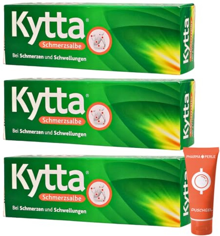 Kytta Schmerzsalbe bei Schmerzen und Schwellungen, Muskelschmerzen, Kniegelenkschmerzen, Zerrungen Verstauchungen I mit Beinwell Extrakt I Sparset mit Pharma Perle give-away (3 x 100g)