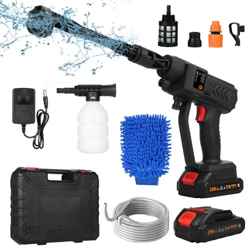 Shkalacar Portable Pressure Washer 21V 6in1 Cordless Pressure Washer 2pcs Rechargeable 1500 * 5mah Battery Car Wash Gun Toolbox Battery Jet Wash for Home Outdoor Car Garden