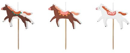 PartyDeco Candele di compleanno con cavalli, 5,8 x 4 cm, 3 pezzi.