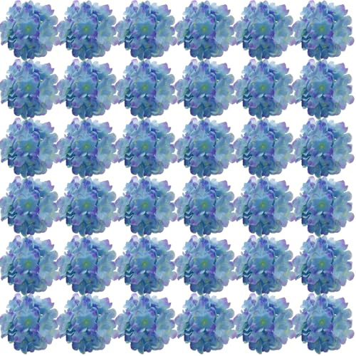 FagusHome 35 st huvuden hortensia blomma 18 cm konstgjorda blommor med stjälkar falska hortensior blommor för dekoration (blå lila)